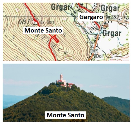 Il monte Gargaro (Monte Santo, Sveta Gora) vicino a Gargaro (Grgar)