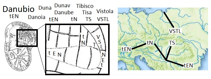 Danubio (Donau) nella mappa etrusca (in the Etruscan map)