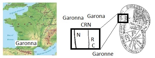 Il fiume Garonna nella mappa etrusca (in the Etruscan map)