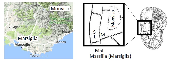 Massilia (Marsiglia) nella mappa etrusca (in the Etruscan map)