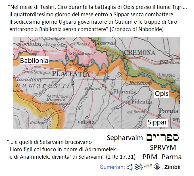 I Persiani sconfiggono i Babilonesi nella battaglia di Opis (Bezze), poi vanno a Sippar (Parma) e poi a Babilonia (Balbiano) - Persians defeat Babylonians in the battle of Opis